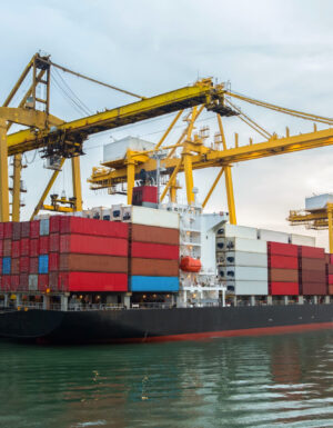 industrial shipping container at the port